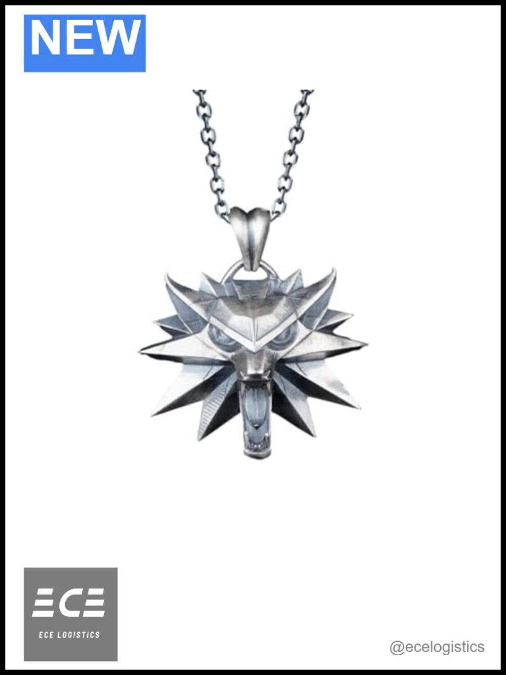 925 Sterling Silver Wolf Pendant Necklace 20 Inch Chain Fantasy